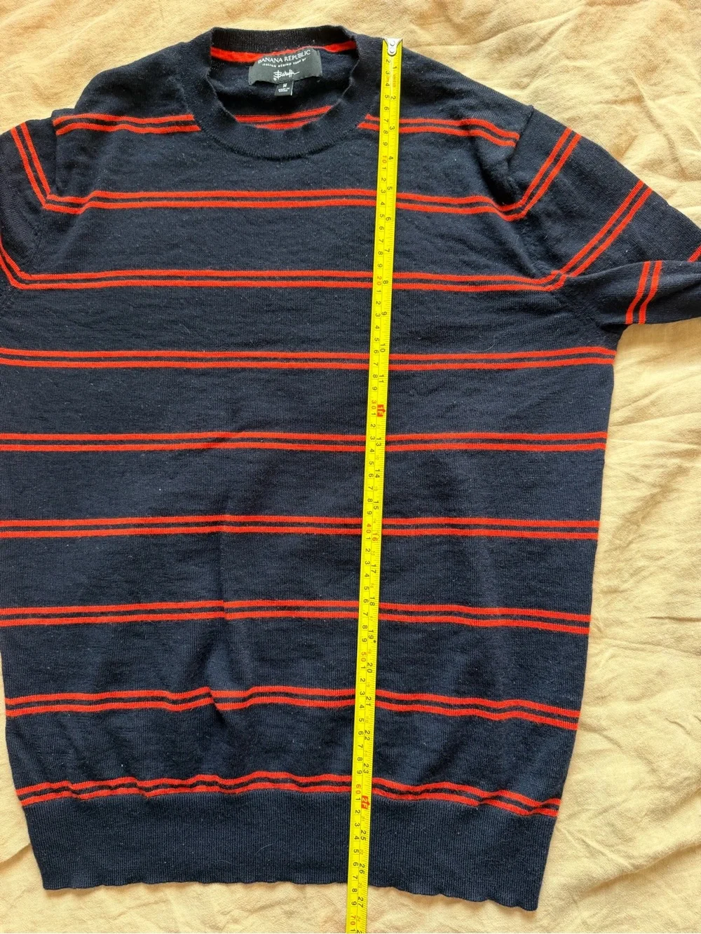 Italian merino wool polo Banana Republic red blue stripes men’s medium